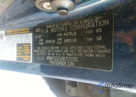 2008 Kia Rondo Lx z USA, uszkodzony, nr VIN KNAFG525087171732